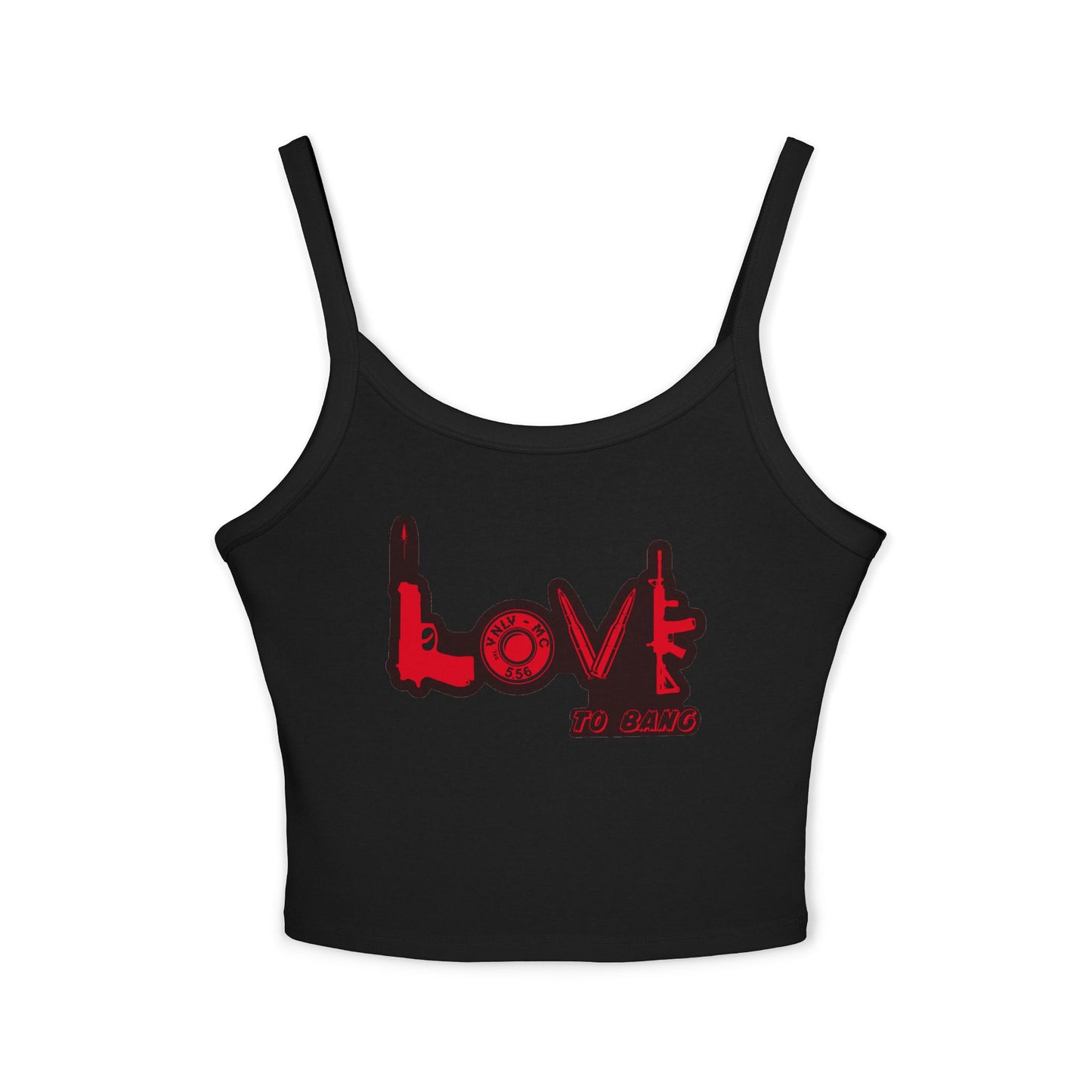 Women's Spaghetti Tank — Love to Bang Graphic Crop