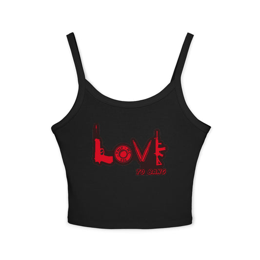 Women's Spaghetti Tank — Love to Bang Graphic Crop