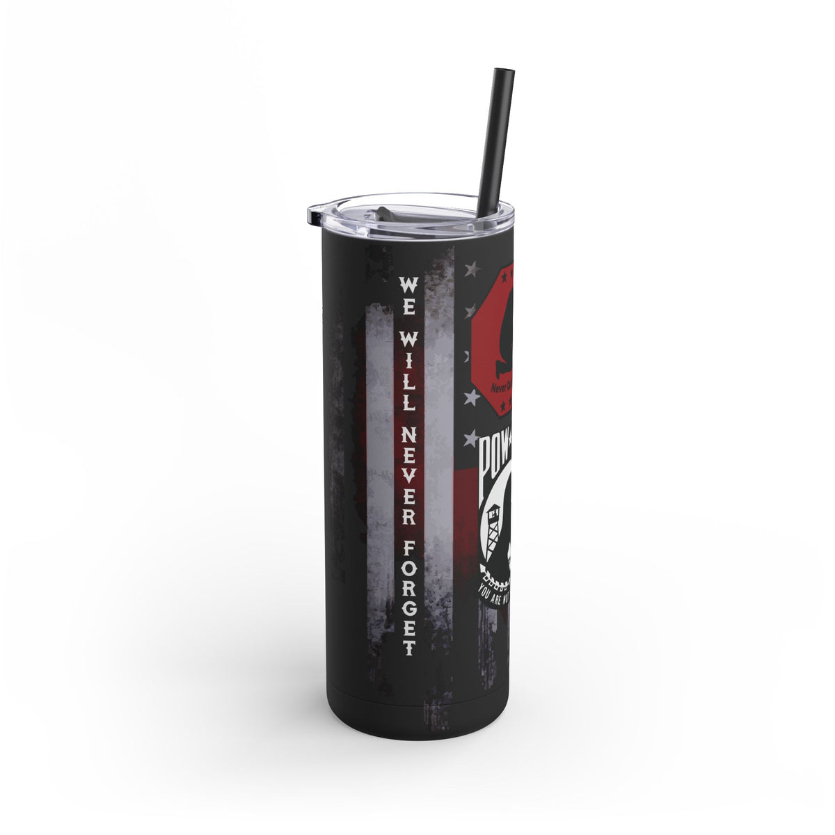 OPZERO Skinny Matte Tumbler - 20oz, POW-MIA Design, Never Forget