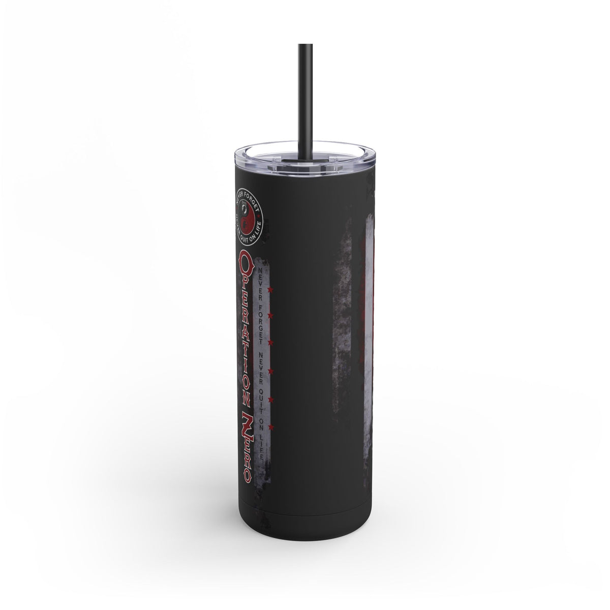 OPZERO Skinny Matte Tumbler - 20oz, POW-MIA Design, Never Forget
