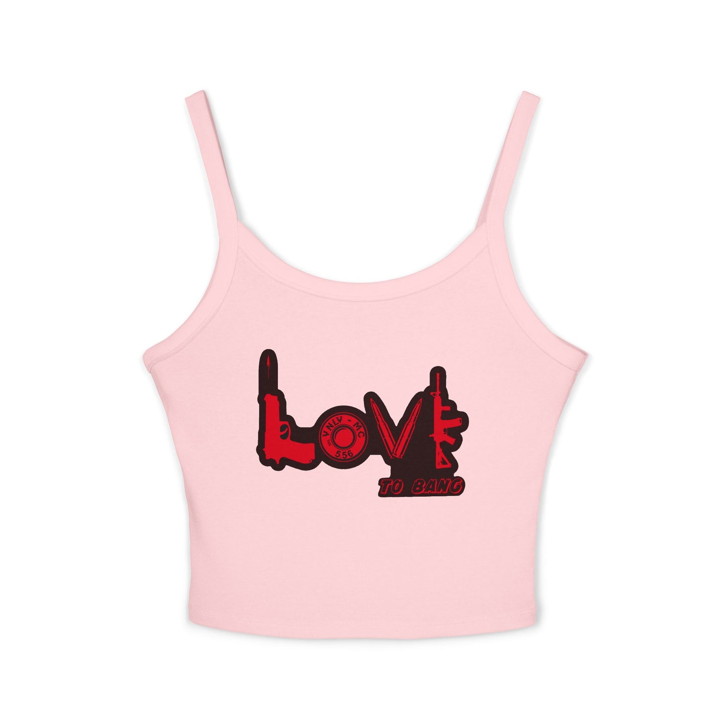 Women's Spaghetti Tank — Love to Bang Graphic Crop