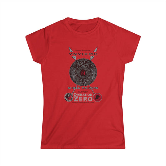 Red Softstyle Tee - Support Your Local VNVLVMC OP ZERO, Shield Maidens Design