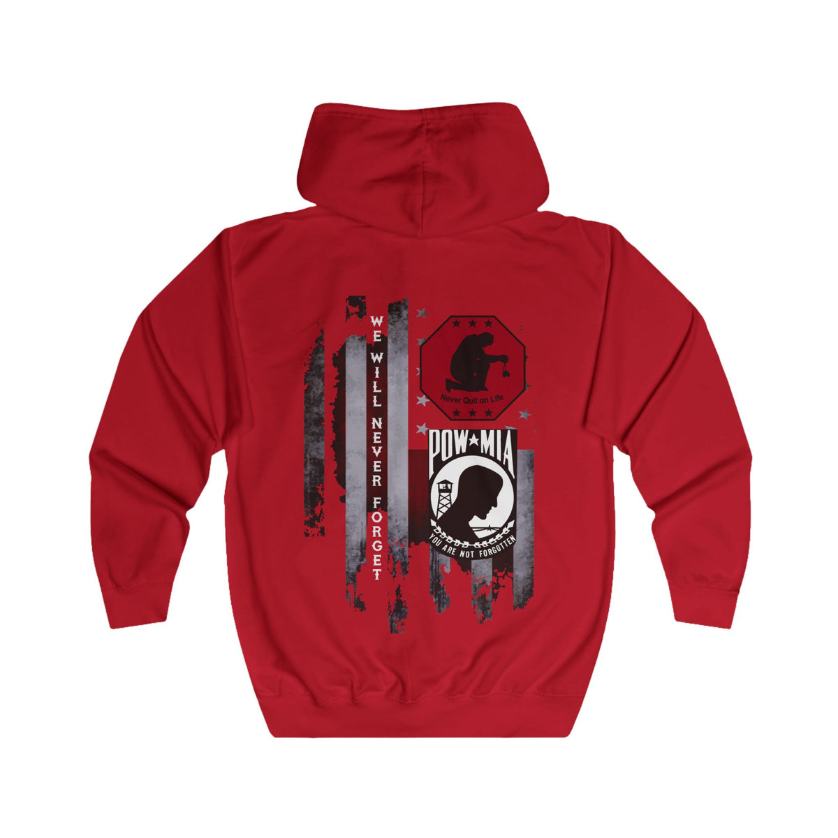 Unisex Full Zip Hoodie - POW/MIA OPERATION ZERO Warm Layer for Remembrance, Comfortable Everyday Wear, [...]