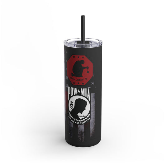 OPZERO Skinny Matte Tumbler - 20oz, POW-MIA Design, Never Forget