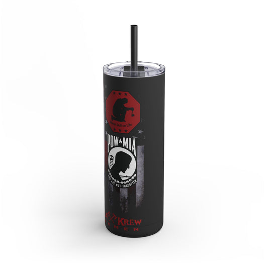 OPZERO-VALHALLA KREW Skinny Matte Tumbler - 20oz, POW-MIA Design, Never Forget