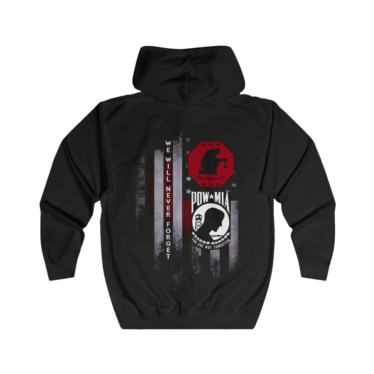 Unisex Full Zip Hoodie - POW/MIA OPERATION ZERO Warm Layer for Remembrance, Comfortable Everyday Wear, [...]